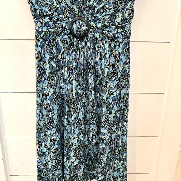 STUDIO 1 8 colorful blue speckled Y2K 90's midi stretch woman poly spandex dress - Picture 2 of 12